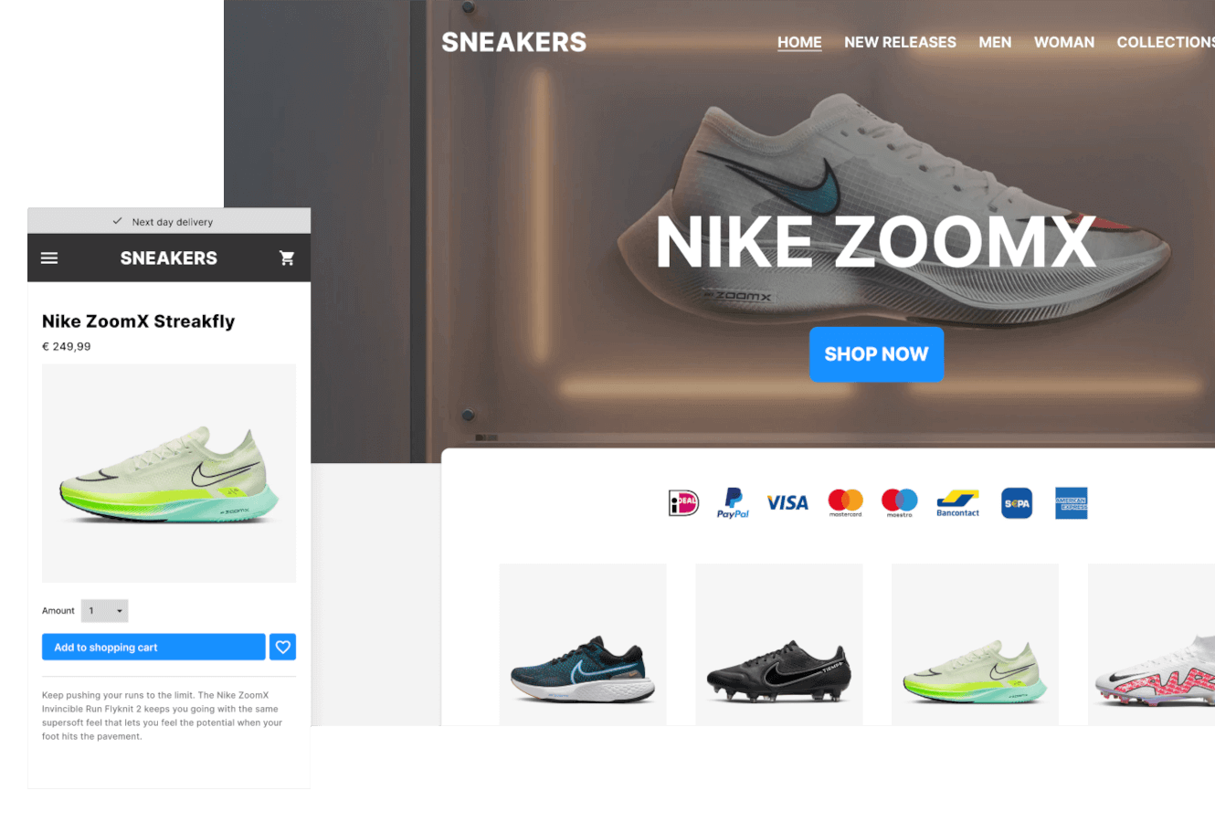 Screenshot of an online store